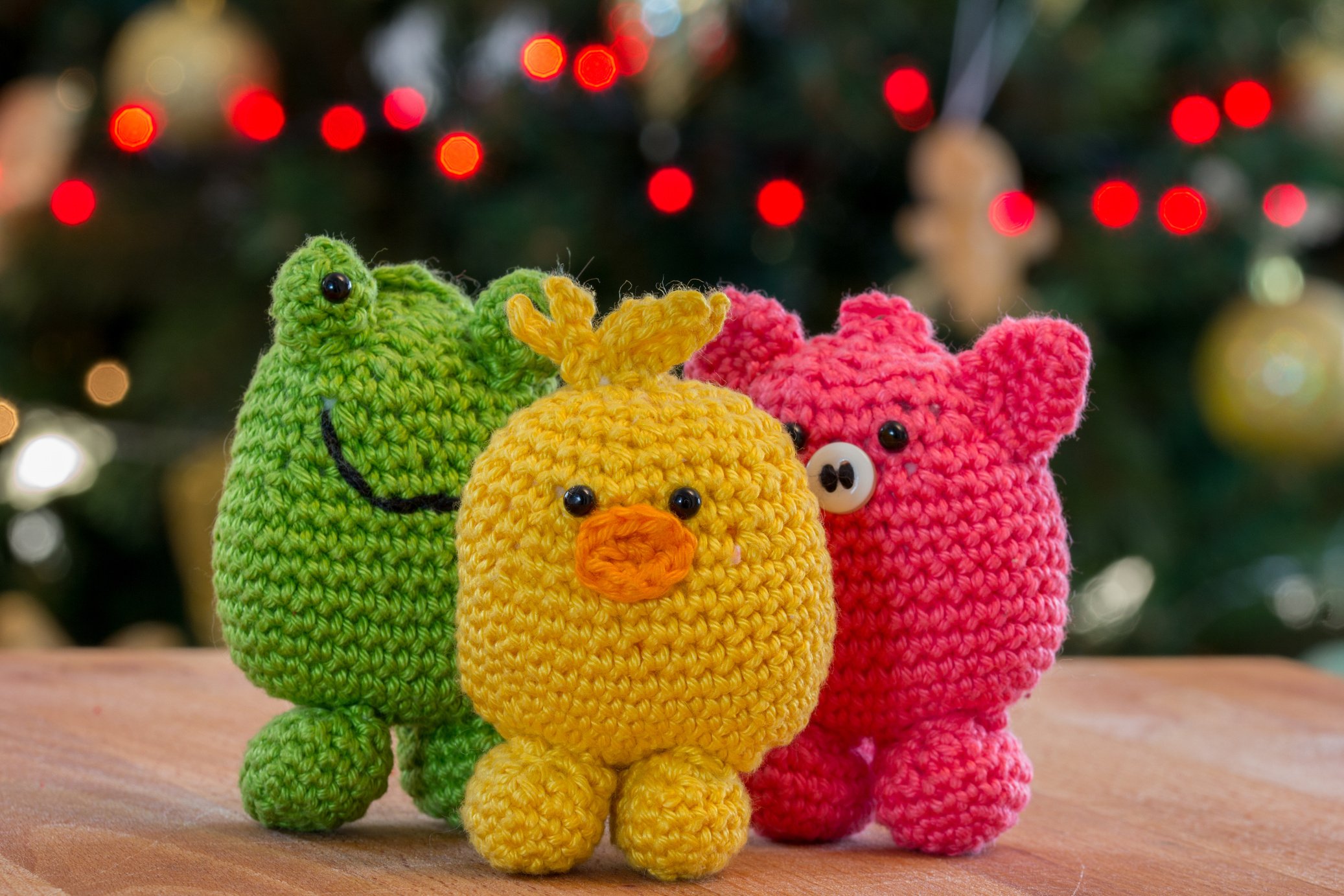 Three handmade amigurumi